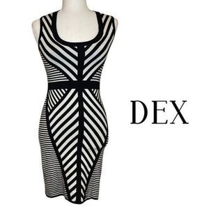 DEX Black White Sleeveless Body‎ Con Dress XS